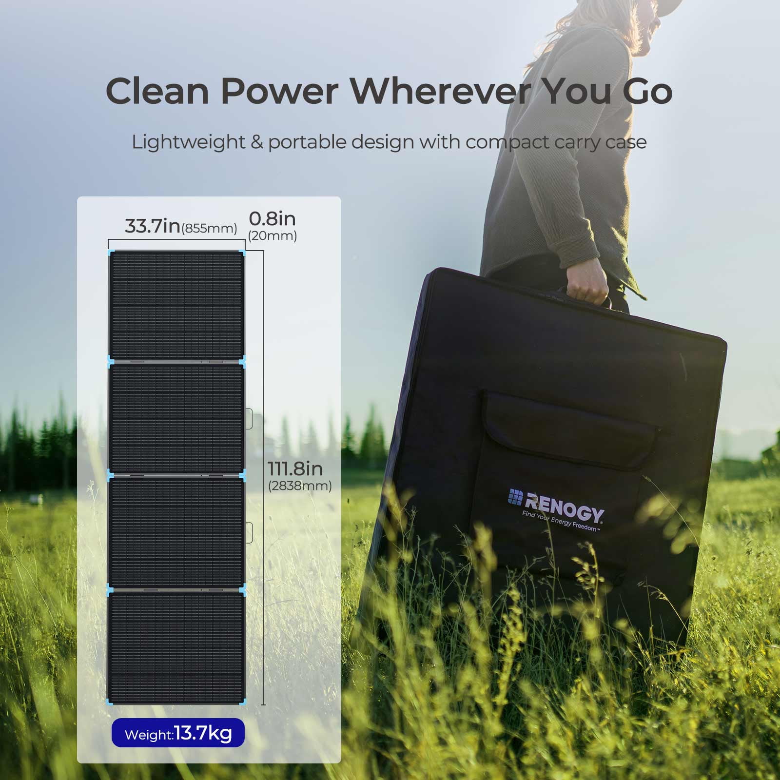 Renogy 400W Lightweight Portable Solar Suitcase, Foldable Solar Panel for Outdoor Activities, Durable & IP67 Waterproof for RV, Camping, Off-Grid