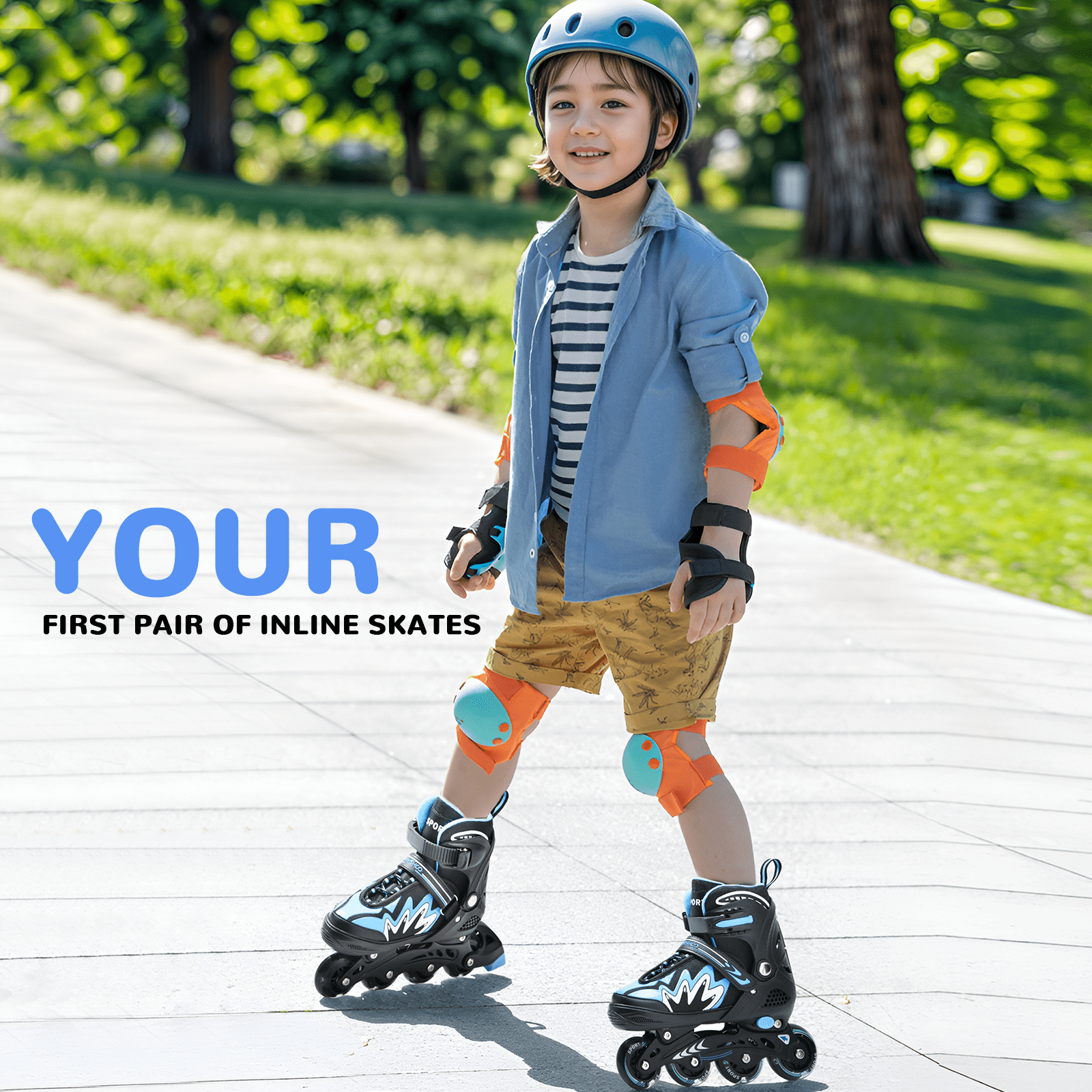 Roller Blades for Boys Girls 4 Sizes Adjustable Inline Skates with Light-Up Wheels for Outdoor Blades Roller Skates M