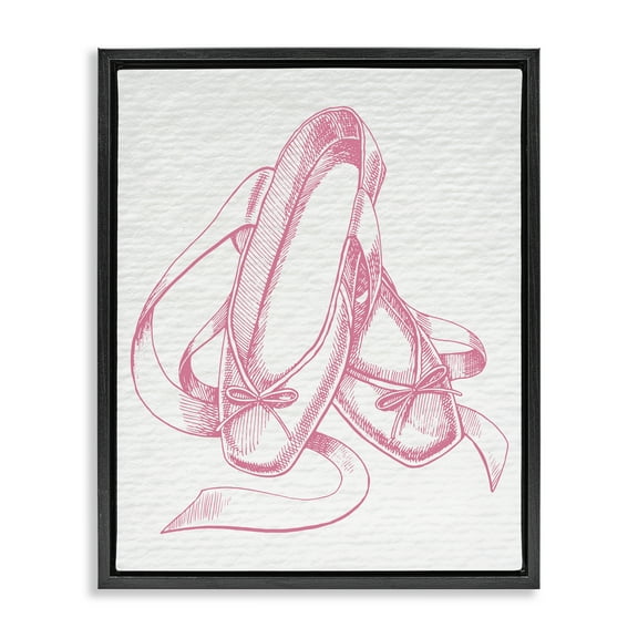 Stupell Industries Pink Ballet Slippers Sports Painting Black Floater Framed Art Print Wall Art, 17 x 21