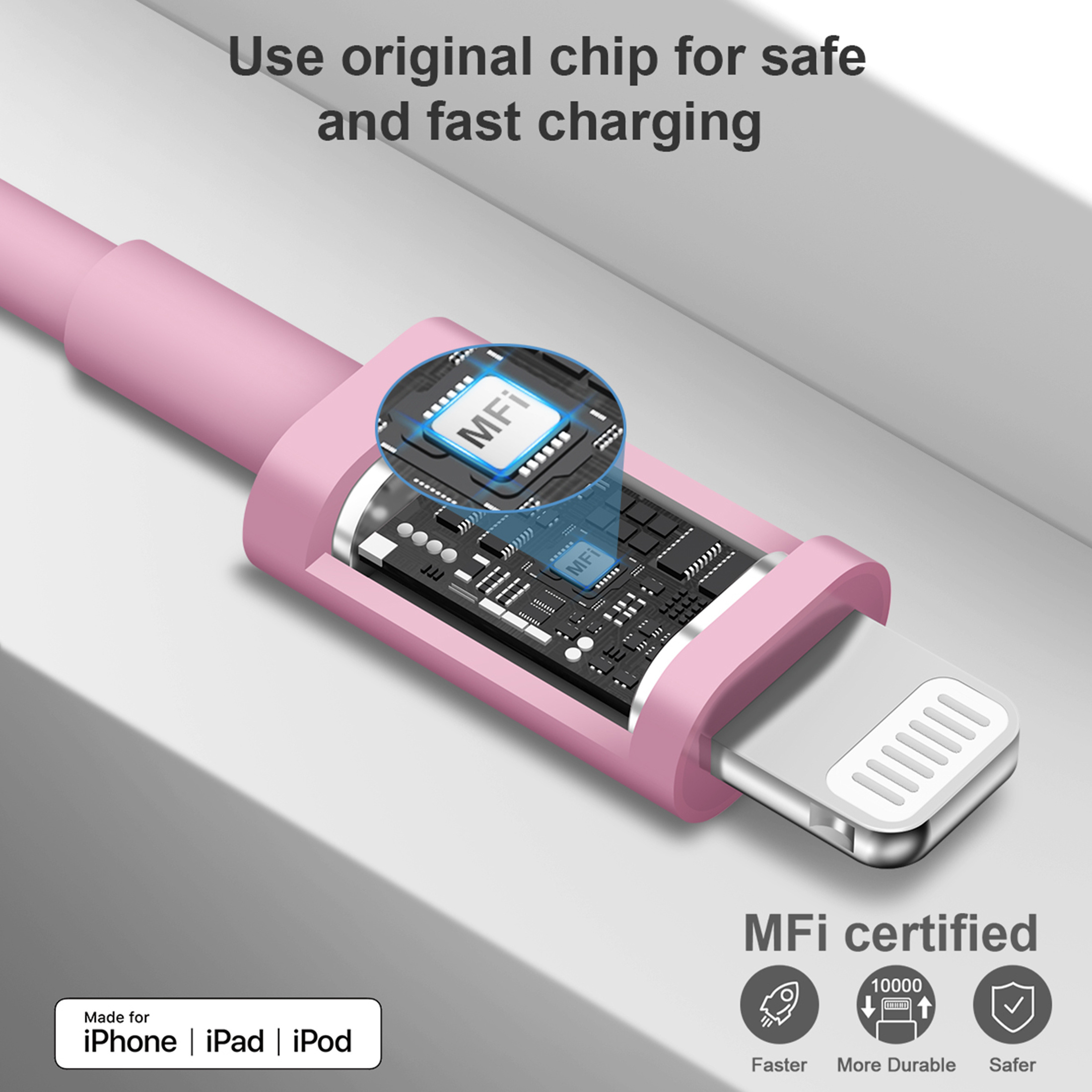 Coreykin 20W USB-C Wall Charger with 6ft Cable, Pink photo 5