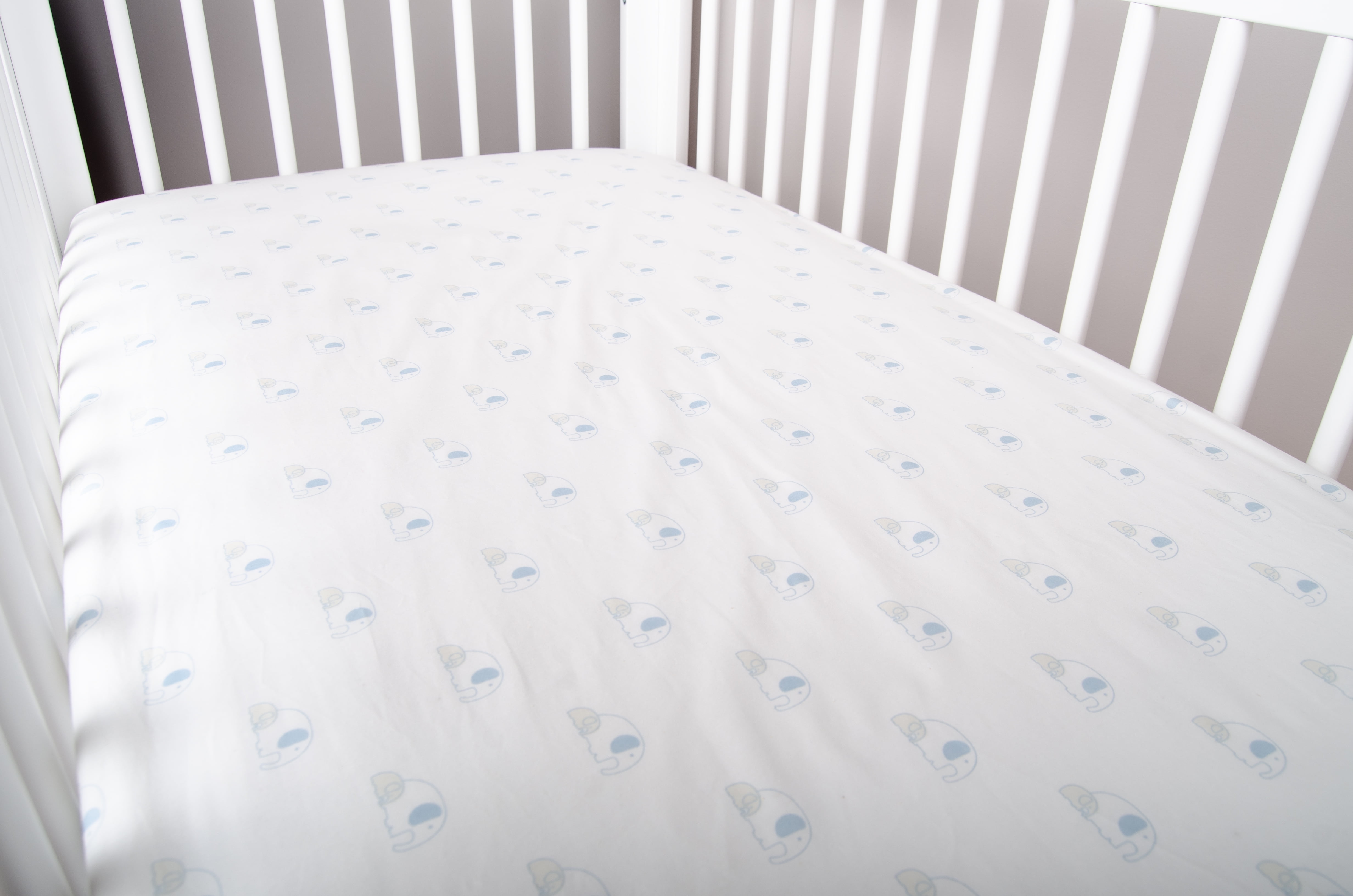 BabyFad Elephant Diamond Blue 100% Cotton 3 Piece Baby Crib Bedding Set