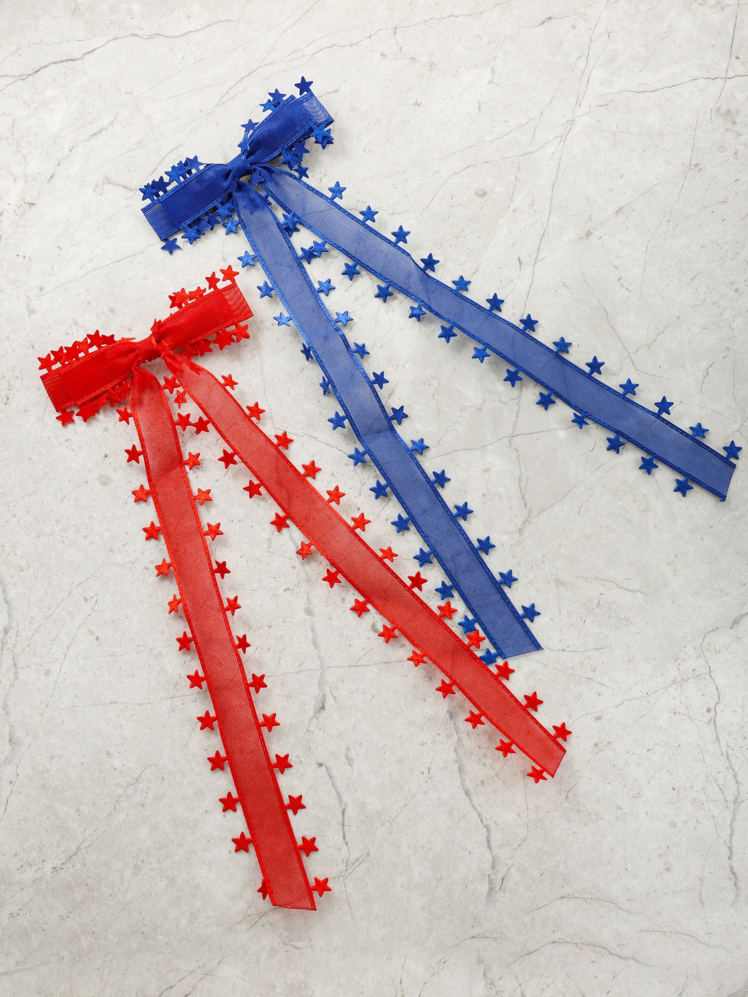 Way to Celebrate Americana Ribbon Hair Bow Clips, Red and Blue, 2 Pieces