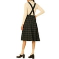 thumbnail image 3 of INSPIRE CHIC Women's Tartan Plaid Suspender Skirt Vintage High Waist A-Line Midi Overall Dress S Dark Green, 3 of 6