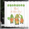 thumbnail image 3 of Ambesonne St. Patricks Day Shower Curtain, Gnomes Clovers Art, 69"Wx84"L, Lime Green and Pale Vermilion, 3 of 4