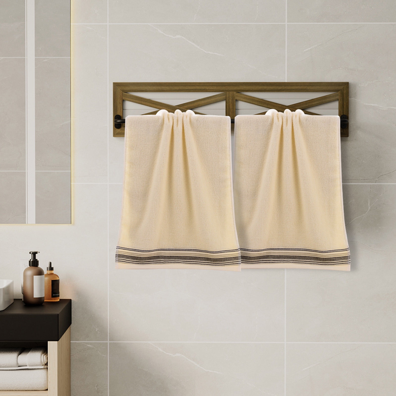 12-Pack Soft Polyester Embroidered Bath Hand Face Towels for Home Bathroom, Guest, Spa, Gym, Travel - Lightweight Quick-Drying Bulk Towel Set (12)