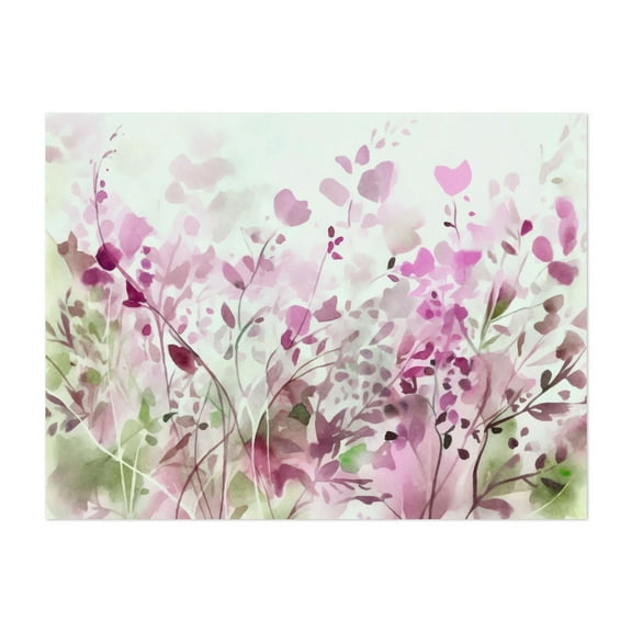 Watercolor Wildflower Summer Meadow Pink Green - Painting Floral Abstract Botanical Pastel Nature Flowers Unframed Wall Art Print 5 x 7 inches