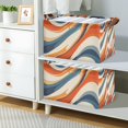 thumbnail image 2 of Yayeee Foldable Storage Basket for Shelves with Handles Waterproof Cloth Bins, Beige Abstract Wavy, 2 of 7