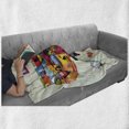 thumbnail image 5 of Wanderlust Soft Flannel Fleece Throw Blanket, US Map Seashore and Sunflowers Tourist Attractions Jersey Cow Milk Corn Field, Cozy Plush for Indoor and Outdoor Use, 60" x 80", Multicolor, by Ambesonne, 5 of 5