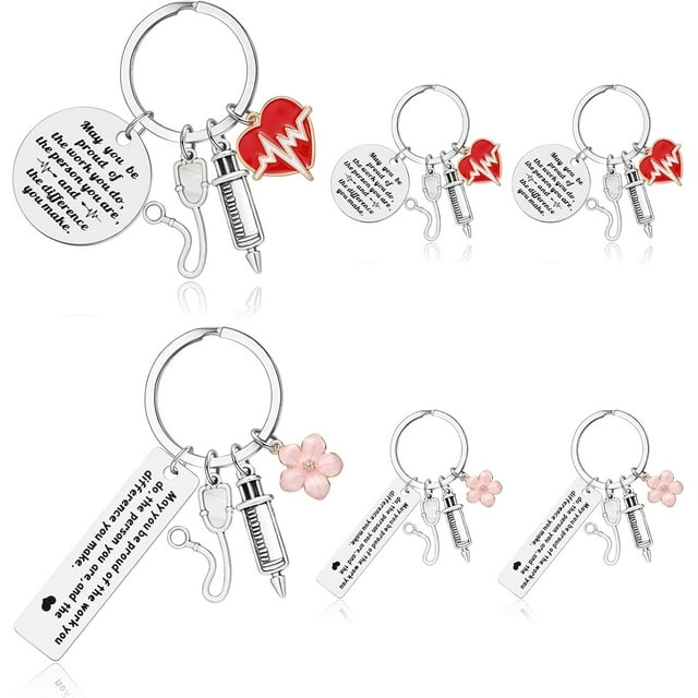 6 Pcs Nurse Gifts for Women Keychains Bulk Nurses Appreciation Gifts Nurses Week Gift Graduation Presents Thank You Gift for Nurse Day