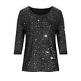 thumbnail image 4 of Yuanlong Womens T-Shirts Crew Neck 3/4 Sleeve Bling Bling Sequin Tshirts Valentine Day Spring Outings FAshion Ladies Tee, 4 of 4