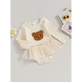 thumbnail image 3 of Cenuakty Baby Girls Mesh Romper Dress Bear Pattern Long Sleeve Jumpsuits for Newborn Infant Toddler Cute Clothes, 3 of 8