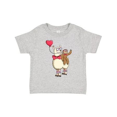 

Inktastic Valentine Pals Fun Sloth and Llama with Heart Balloon Gift Toddler Boy or Toddler Girl T-Shirt