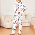 thumbnail image 4 of Puntoco Pijamas para mujer Conjuntos de pijamas casuales de moda para mujer con bolsillos estampados de manga larga con cintura elástica y pantalones, 4 of 4
