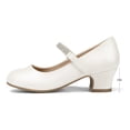 thumbnail image 3 of Kushyshoo Girl Mary Jane Shoes Low Heel Rhinestones Princess Flats Beige Dress Pump Shoes for Big Kid Size 3, 3 of 5