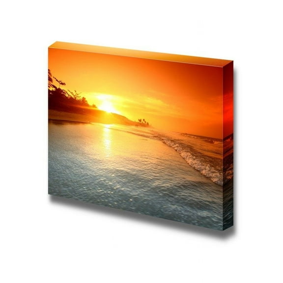 Beautiful Scenery Landscape Sunrise on The Sea Ocean Under Golden Sky Nature Beauty - Canvas Art Wall Art - 24" x 36"