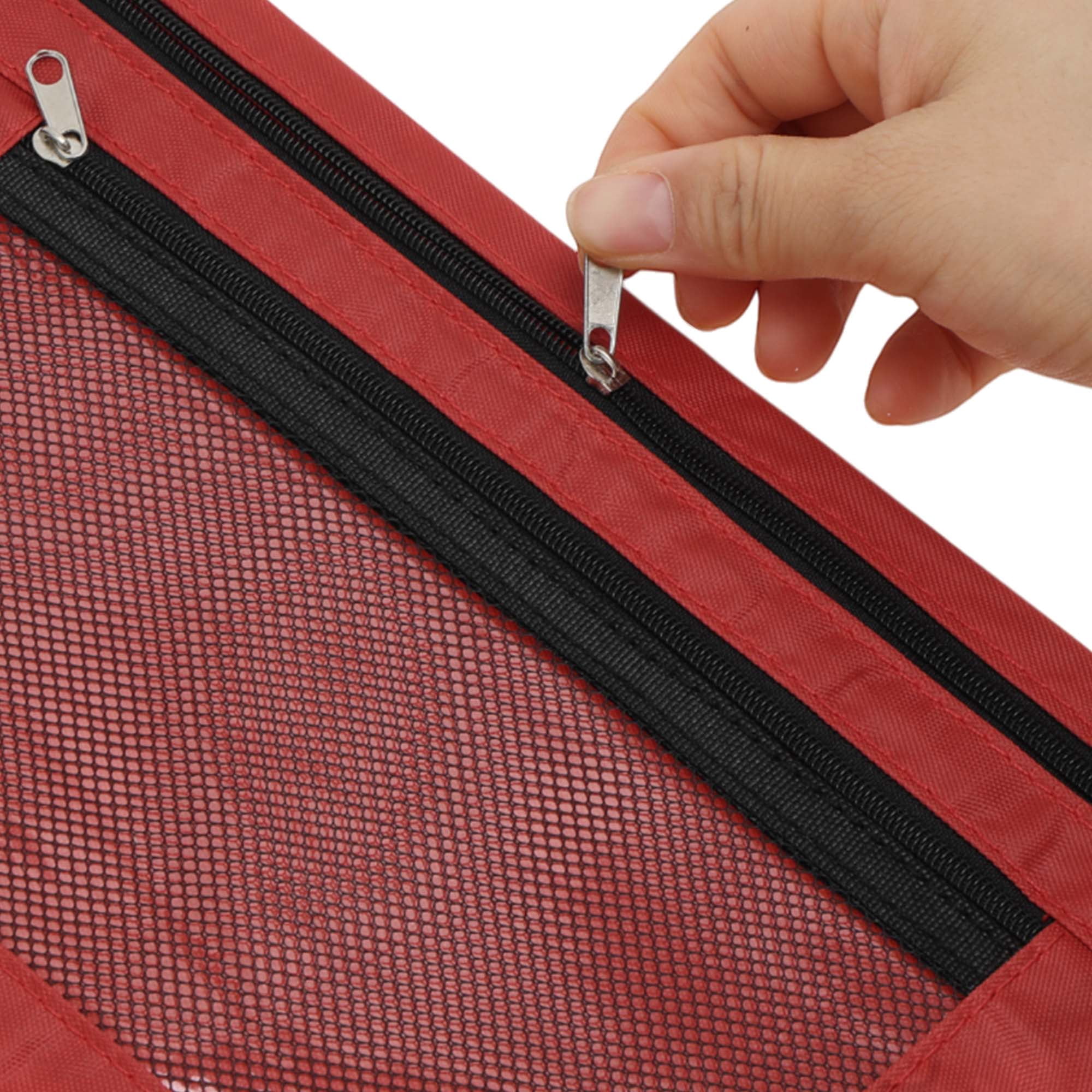 Unique Bargains Smooth Zipper Clear Mesh Double Layer Pencil Case for 3 Ring Binder Red