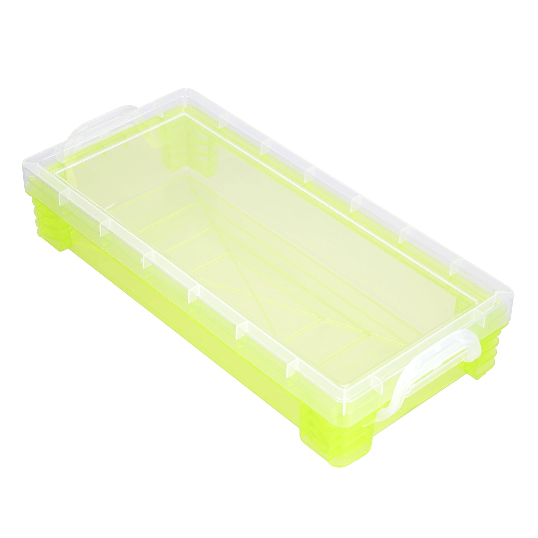 Simply Tidy Plastic Pencil Cases with Snap-Tight Handles, Transparent Green, 12 Pack