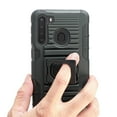 thumbnail image 5 of Compatible for Samsung Galaxy A21 Case with Tempered Glass Screen Protector Belt Clip Holster Defender Rugged Shock Proof Armor Heavy Protection Phone Cover w/Magnetic Mount Plate [Black], 5 of 7