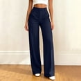 thumbnail image 2 of Dress Pants Women Straight Leg Business Casual Pants Elastic Waist Work Trousers office Slacks with Pockets Navy M(M), 2 of 5