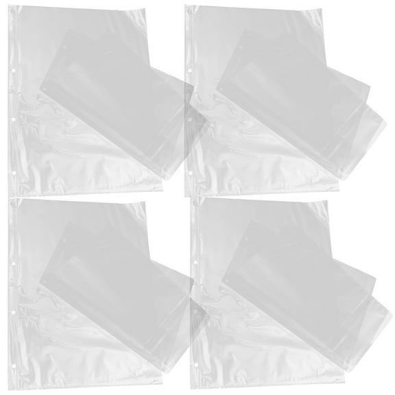 OUNONA Reusable Photo Sleeves for Album Pages with Four Holes Design Transparent PP Material 50 Pieces