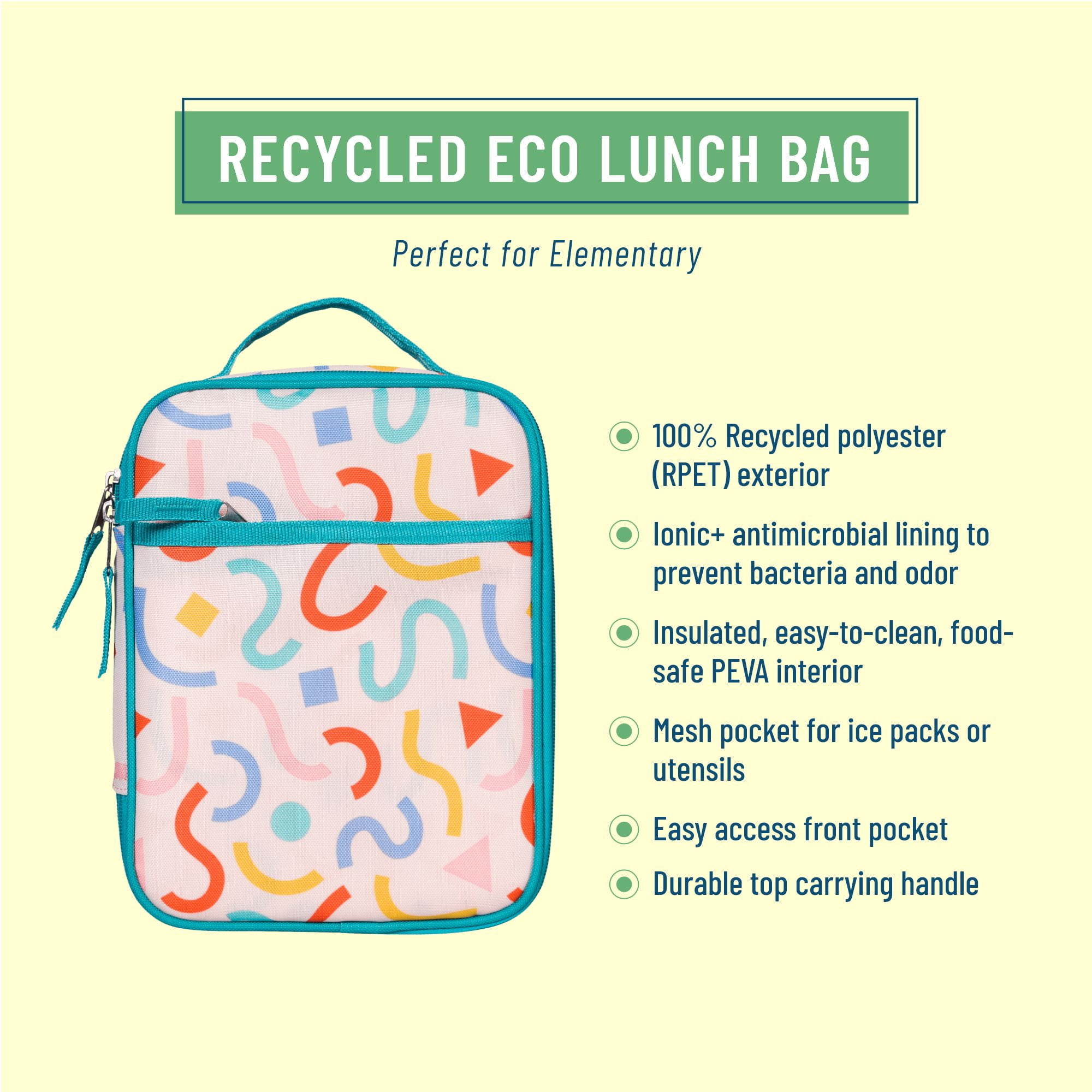 Wildkin Kids Recycled Eco Lunch Bag for Boys and Girls (Confetti Peach)