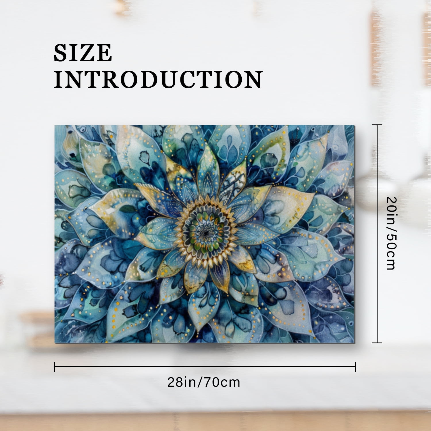 Square Stove Covers for Countertop, Blue Mandala Flower Intricate Print Waterproof Stovetop Cover, Foldable Glass Cooktop Protector Mat for Kitchen RV (28×20 Inch)
