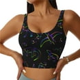 thumbnail image 3 of Goofa Dinosaur Printed Sports Bras for Women, High Impact Running Bra Workout Crop Tank Tops Longline Sports Bra Push up-Medium, 3 of 9