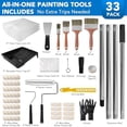 thumbnail image 2 of 33PCS Paint Roller Kit with 4-Section Pole, 9'' Roller Trays, Heavy-Duty Handles, Microfiber Paint Rollers, Brushes, Drop Cloth, House Painting Tools for Walls, Ceilings & Home Renovation, 2 of 9