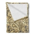 thumbnail image 2 of Earth Tones Soft Flannel Fleece Throw Blanket, Iranian Pattern Traditional Paisley Welsh Pears, Cozy Plush for Indoor and Outdoor Use, 70" x 90", Grey Yellow, by Ambesonne, 2 of 5