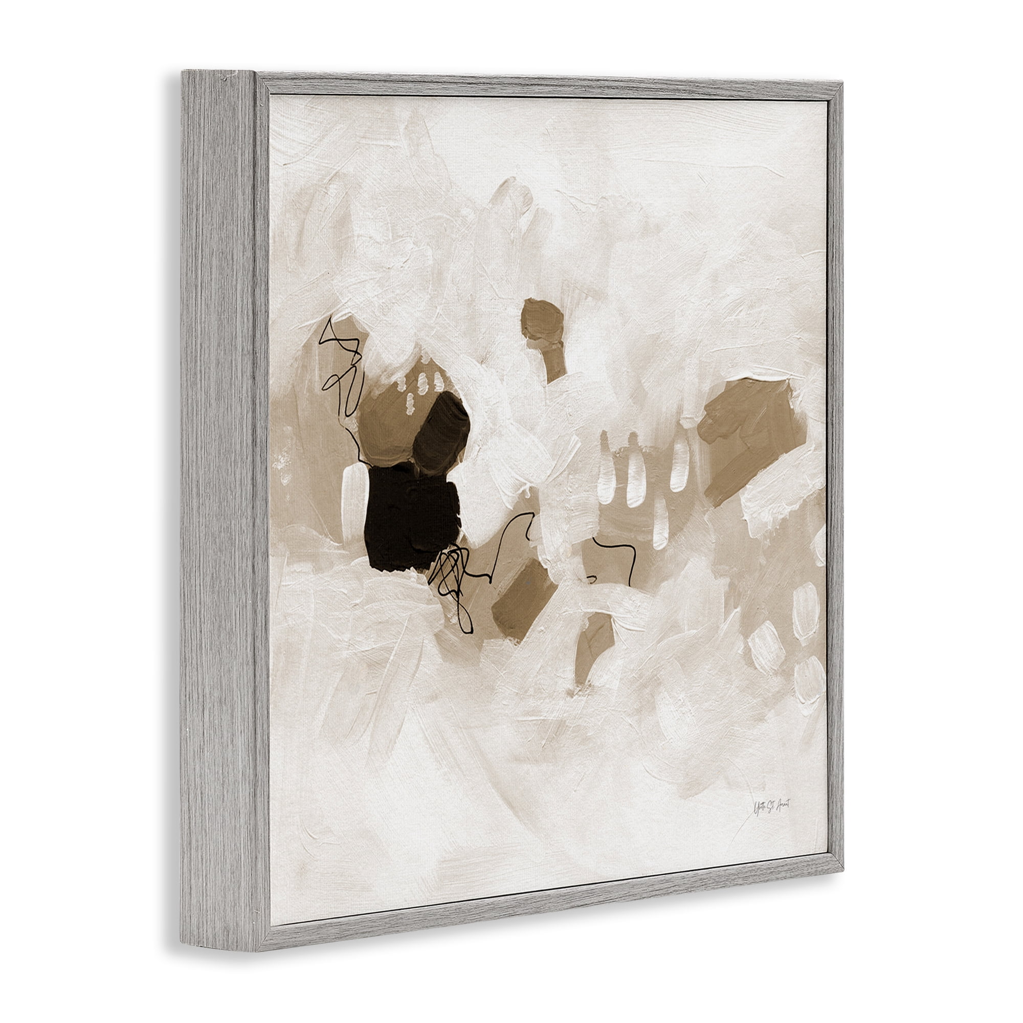 Stupell Industries Neutral Classic Conservatory Abstract Painting Gray Framed Art Print Wall Art, 24 x 24