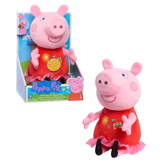 Peppa Pig Great Day for Giggles Peppa 9-inch Plush with Sound, Kids Toys for Ages 3 up