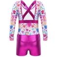 thumbnail image 6 of YONGHS 2pcs Kids Girls Dance Outfit Long Sleeve Leotard with Shorts Set for Gymnastic Workout Sports Rose 14, 6 of 7