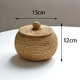 thumbnail image 5 of Round Rattan Box with Lid, Hand Woven Storage Box, Multifunctional Desktop Tray Storage Basket Decoration for Home, 5 of 5