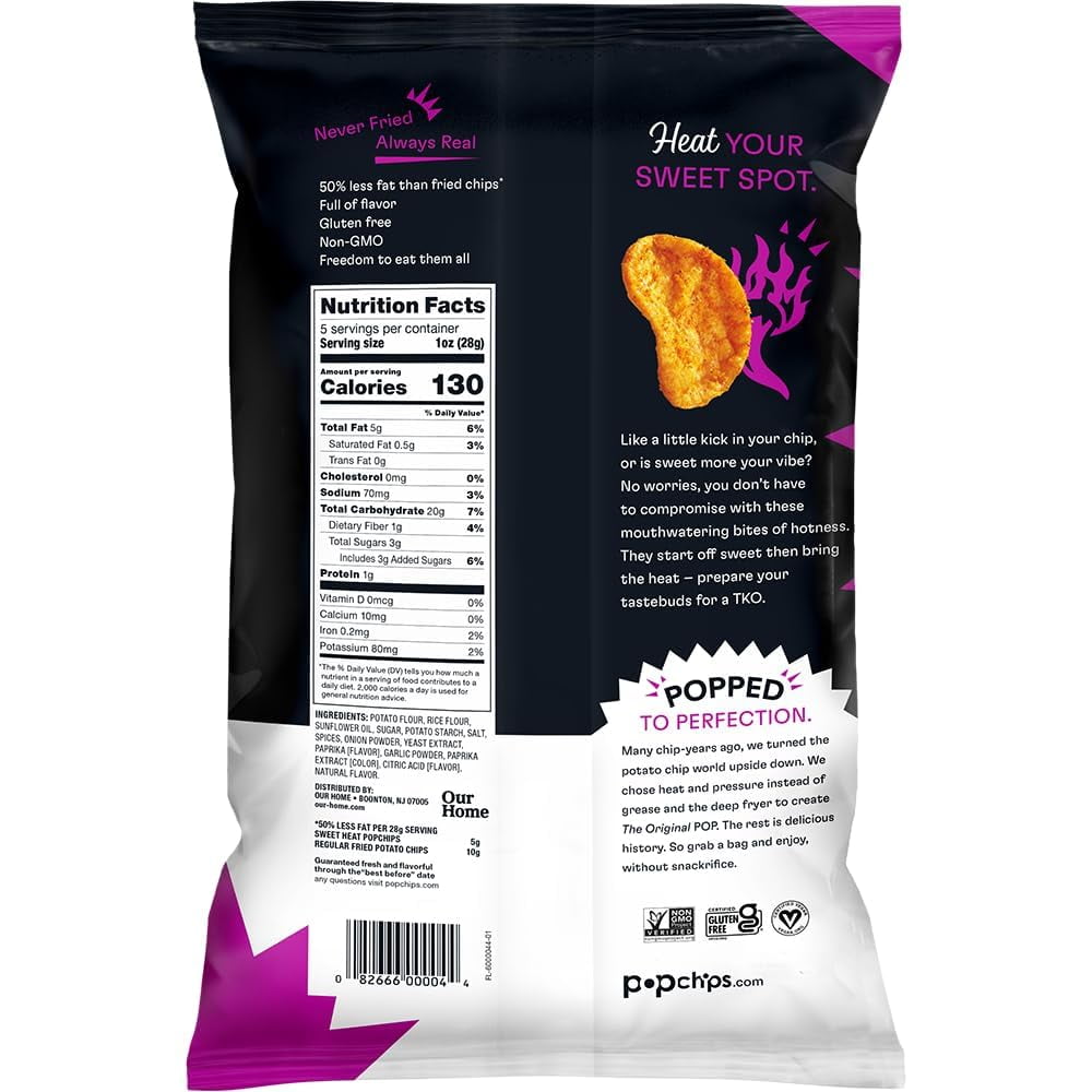 Popchips Potato Chips, Sweet Heat, 5 oz (Pack - 4)