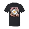 thumbnail image 2 of Wild Bobby Retro Better Together Daisy Smiley Face Checkered Background Vintage Men Tee, Black, 3X-Large, 2 of 6