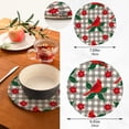 thumbnail image 2 of SKYSONIC 2 pcs Buffalo Plaids Cardinal Bird Pot Holders Trivets, Heat Resistant Trivets,Holly Poinsettia Flower Cotton Thread Weave Mats for Hot Pads Pans Pot Bowl Teapot, 2 of 7