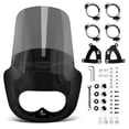thumbnail image 1 of Krator 15" Motorcycle Fairing with Windshield, Compatible with Harley Dyna Fat Bob FXDF 2008-2017, Gloss Black ABS Headlight Fairing, Windscreen for Wind Protection, Mounting Kit included, Light Smoke, 1 of 9