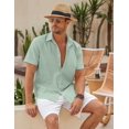 thumbnail image 5 of COOFANDY Linen Shirts for Men Short Sleeve Casual Shirts Button Down Summer Beach Wedding Shirts, 5 of 6