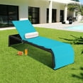 thumbnail image 3 of Gymax Adjustable Rattan Patio Recliner Chaise Lounge Chair w/ Turquoise Cushion, 3 of 9