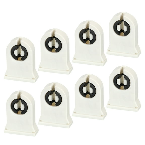 Uxcell T8 Lamp Holder Socket Non-Shunted Light Holder White and Black for LED Fluorescent Tube, Pack of 8