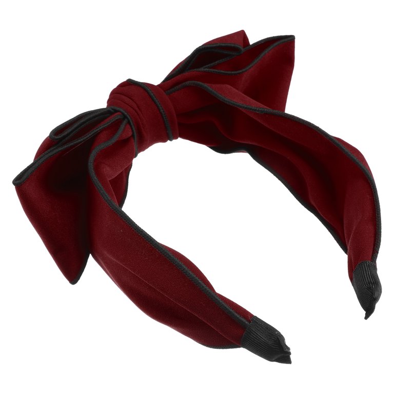 Unique Bargains 1 Pc Double Layered Bow Knot Headband Hairband for Women  Red 2.6 Inch Wide