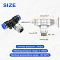 thumbnail image 2 of Uxcell 2pcs Conector de Línea de Aire 6mm OD de Tubo x Rosca NPT 1/4 PT4-U Tee Macho de Rama para Sistema de Aire Industrial, 2 of 6