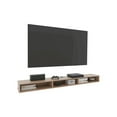 thumbnail image 3 of Luft 71" Wide 3-Shelves Floating TV Stand,Wall Mounted, Media Console Entertainment Center with cable management, for Living Room, Bedroom Natural Oak, 3 of 5