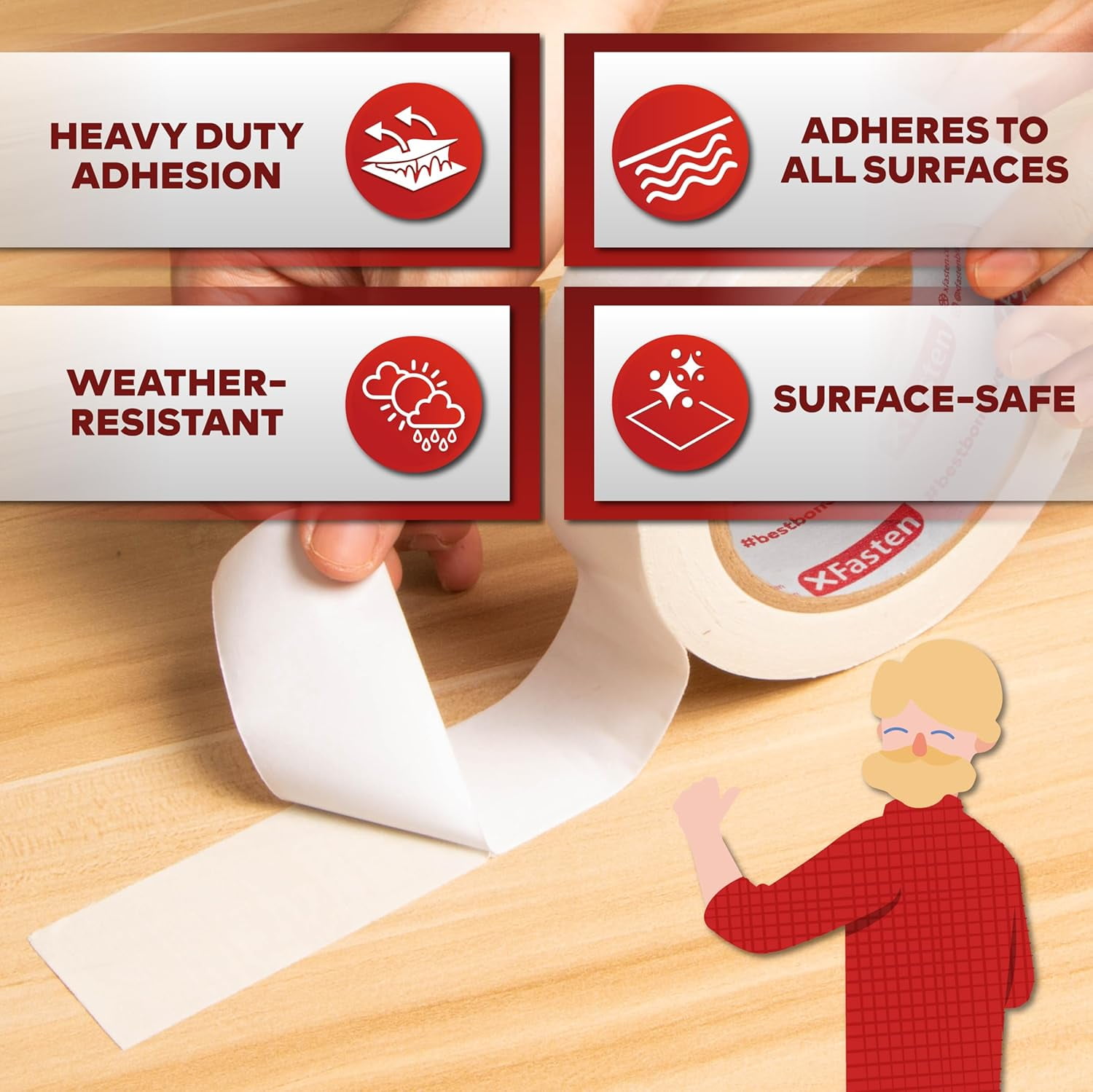 Double Sided Sticky Tape, Removable, 4-Inches x 20-Yards, Single Roll Ideal as a Anti-Scratch Cat Training Tape, Holding Carpets, and Woodworking