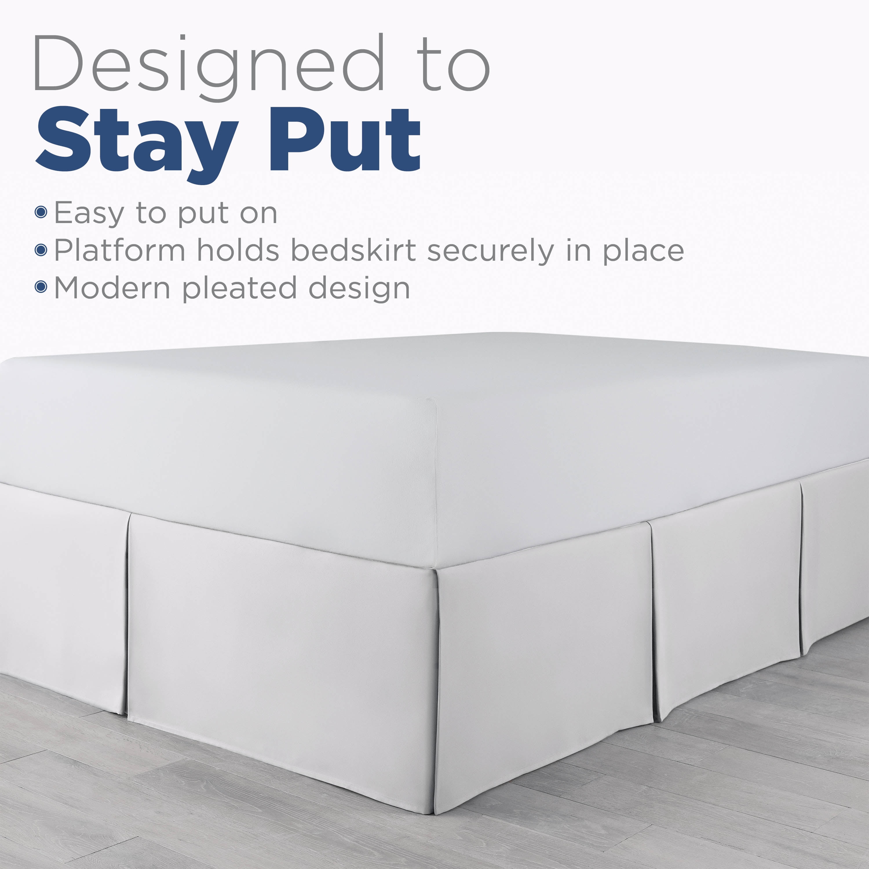 Martex Queen Bed Skirt | Pleated Microfiber | 21" Drop Easy Fit | White