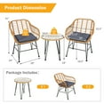 thumbnail image 3 of Gymax 3PCS Rattan Patio Bistro Set Conversation Furniture Set w/ Grey Cushions, 3 of 9