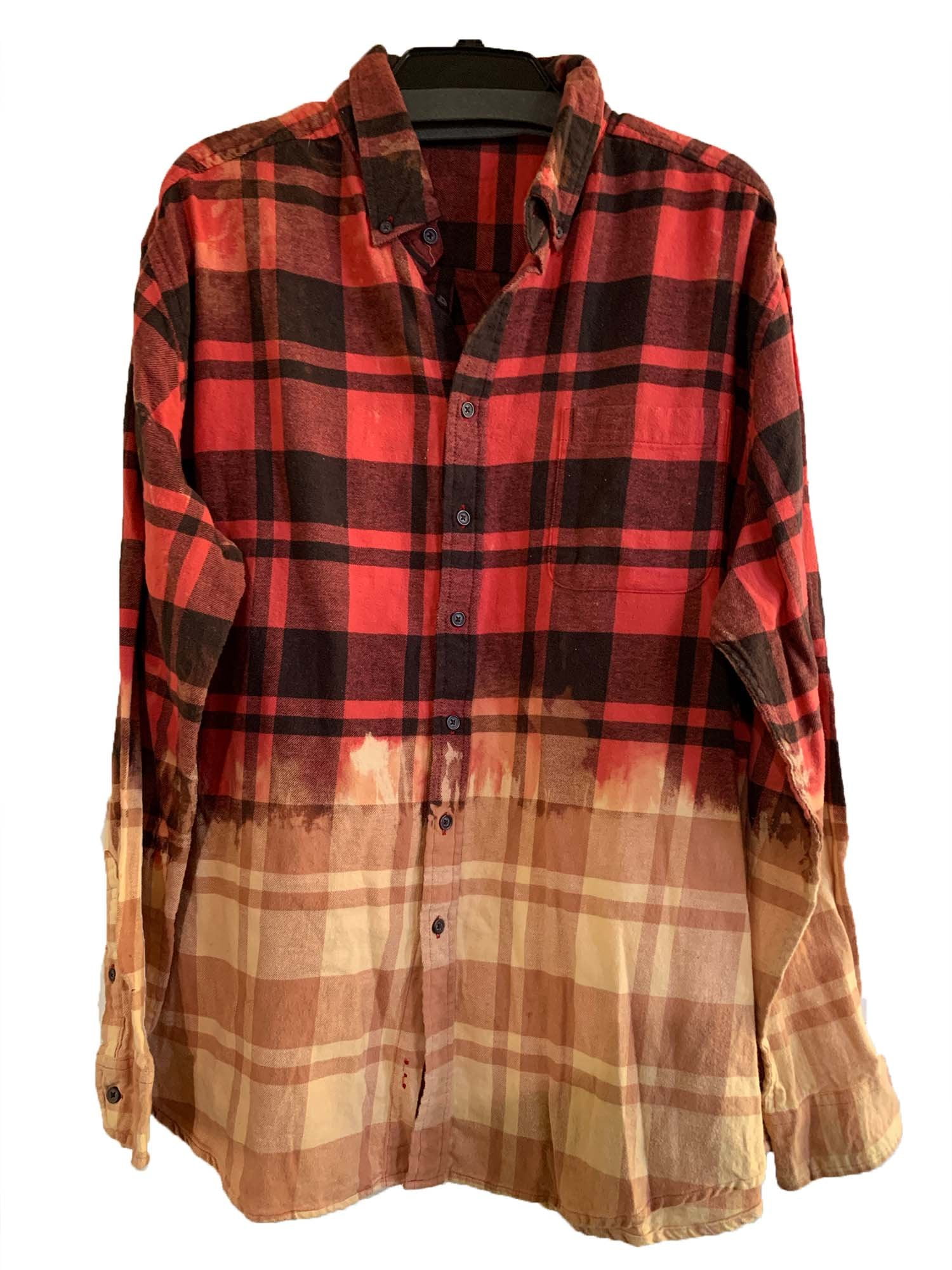 Women's Distressed Bleached Ombre Flannel Shirts - Walmart.com