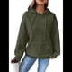 thumbnail image 3 of Sudadera con Capucha para Mujer, Informal, de Larga, con Cordón Ajustable, Estilo Waffle, Holgada, con Bolsillo Verde Oliva XL, 3 of 9