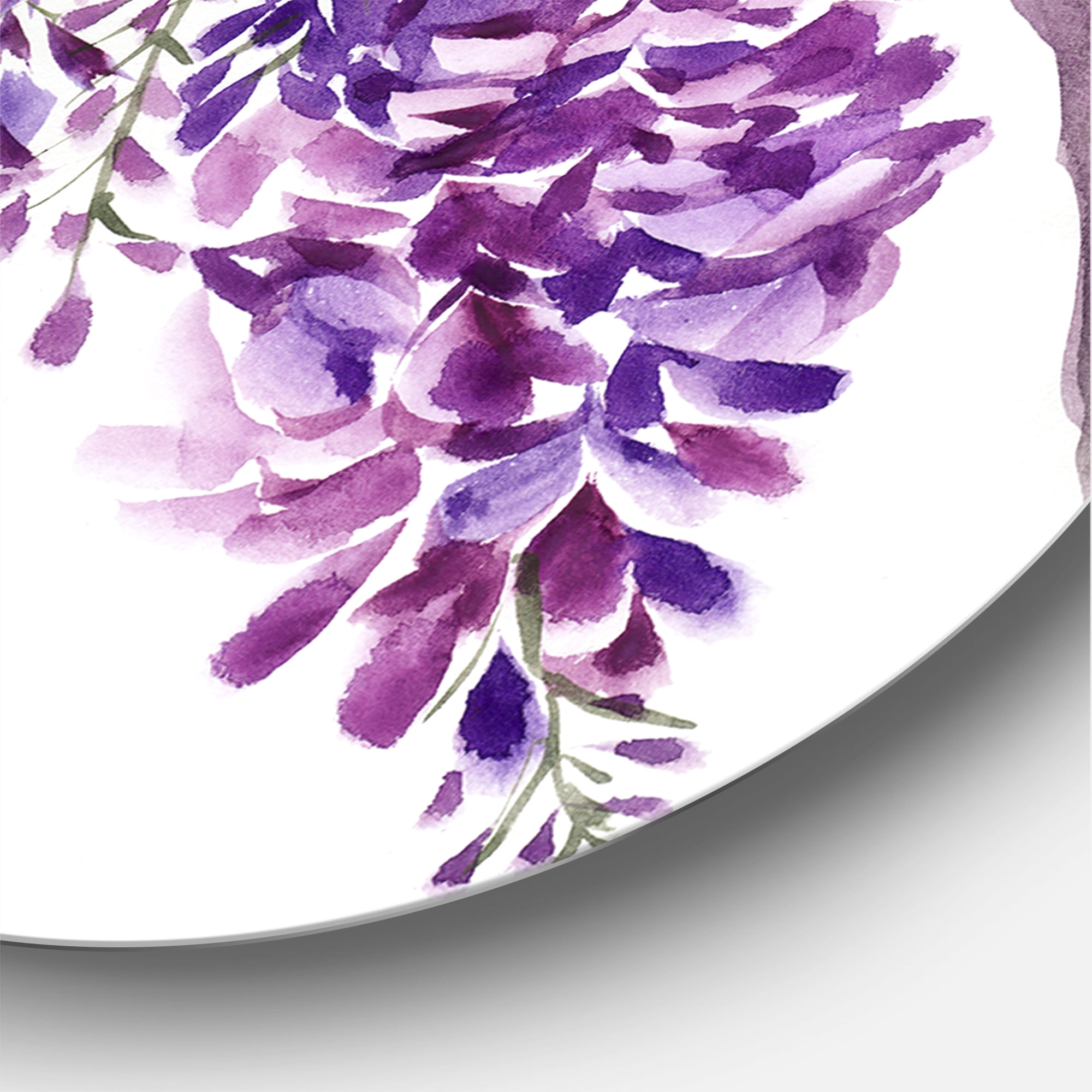 Designart 'Wisteria Purple Branches' Traditional Circle Metal Wall Art 11x11 - Disc of 11
