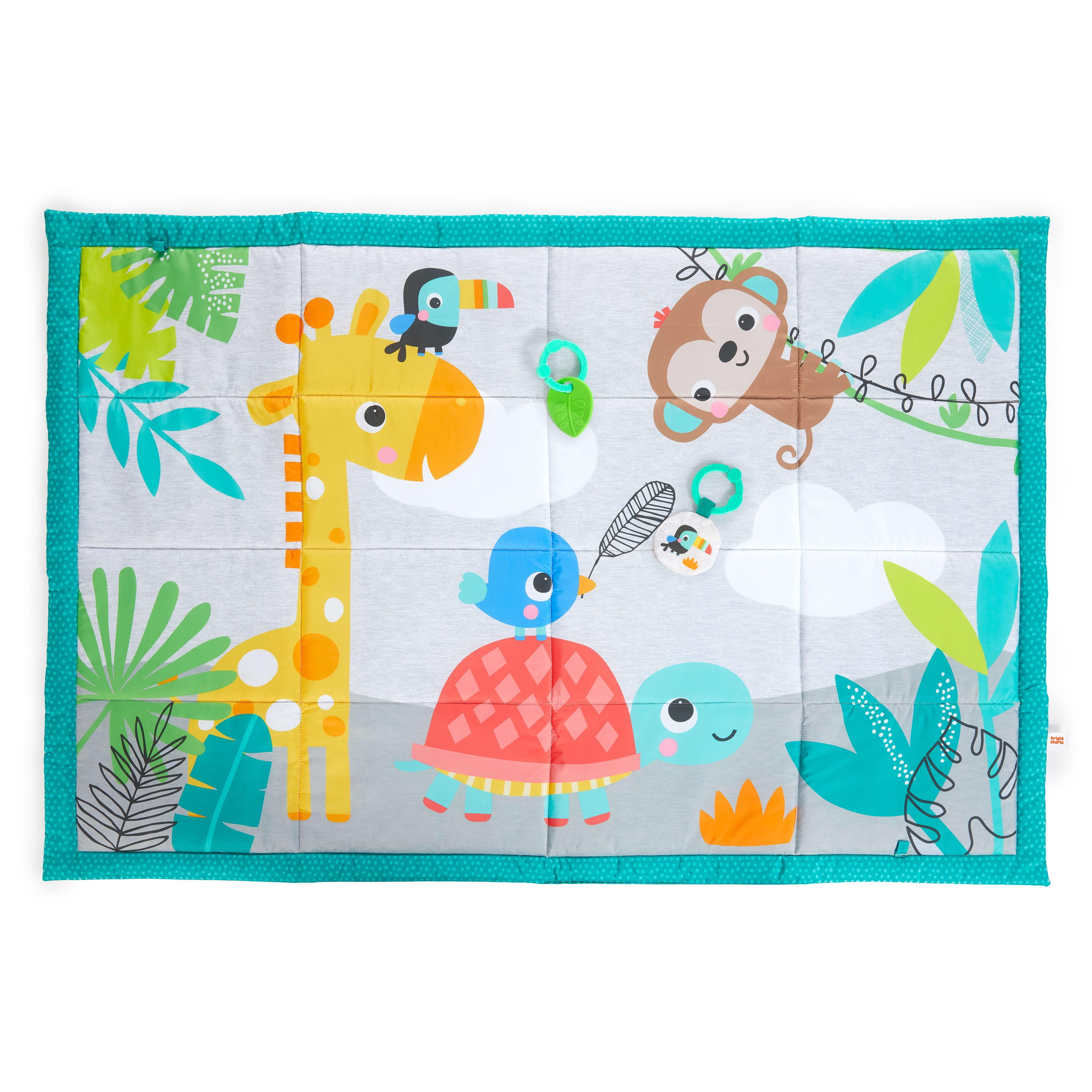 Bright Starts Roam About Jumbo Plush Baby Activity Play Mat, Foldable and Machine Washable - Newborn and up